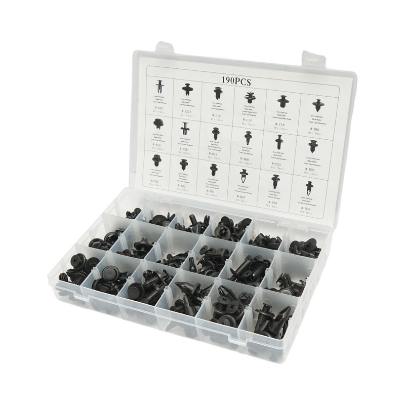 Set universale di clip in plastica per auto – 190 pezzi
