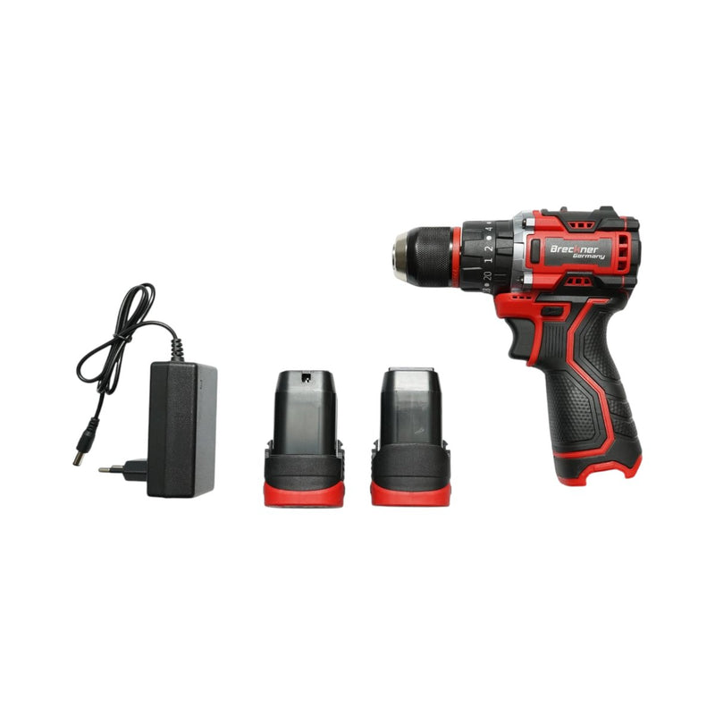 Trapano avvitatore a percussione a batteria da 320 W, due batterie agli ioni di litio da 16,8 V e 1,5 Ah, LED, motore brushless, 50 Nm, mandrino da 10 mm, 0-500/1500 giri/min Breckner Germany