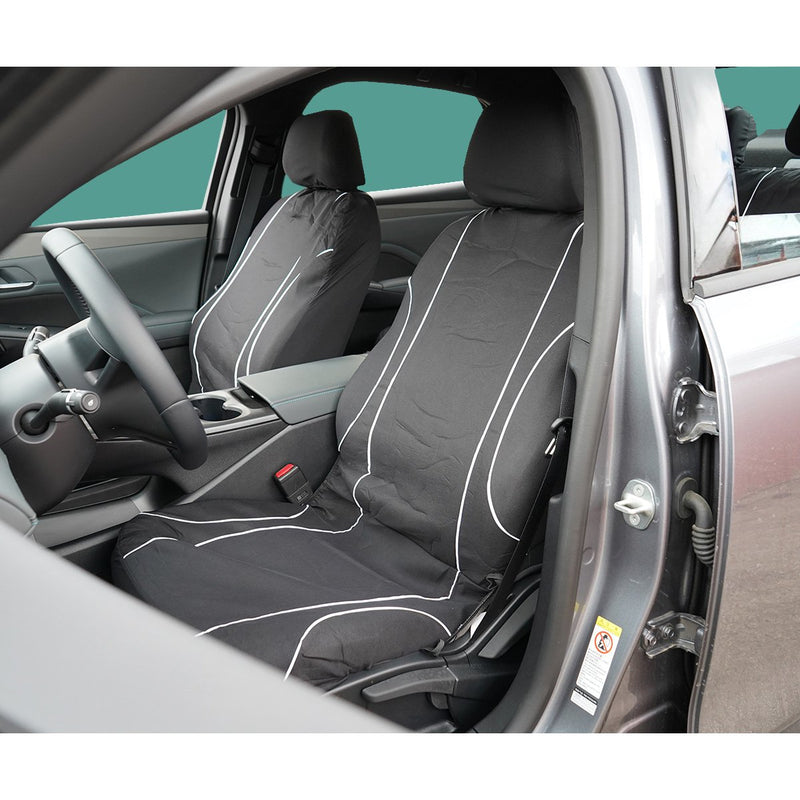 Set coprisedili universali per auto bianco-nero, materiale tessile 8 pezzi
