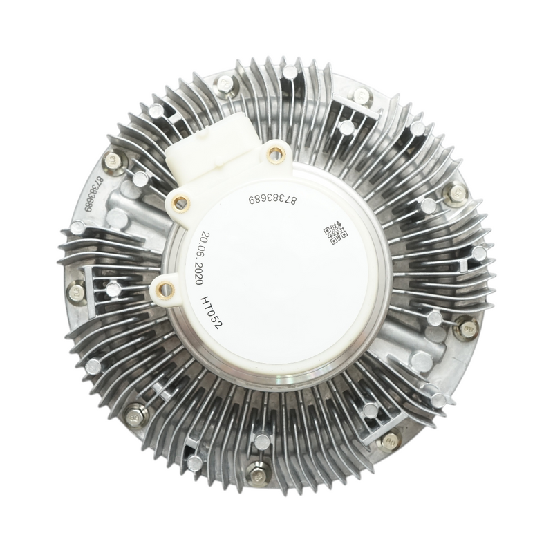 Giunto viscoso (viscocoupling) per ventola di raffreddamento New Holland e Case IH, diametro 204 mm, filettatura M30x2 mm, codice OEM 87383689.