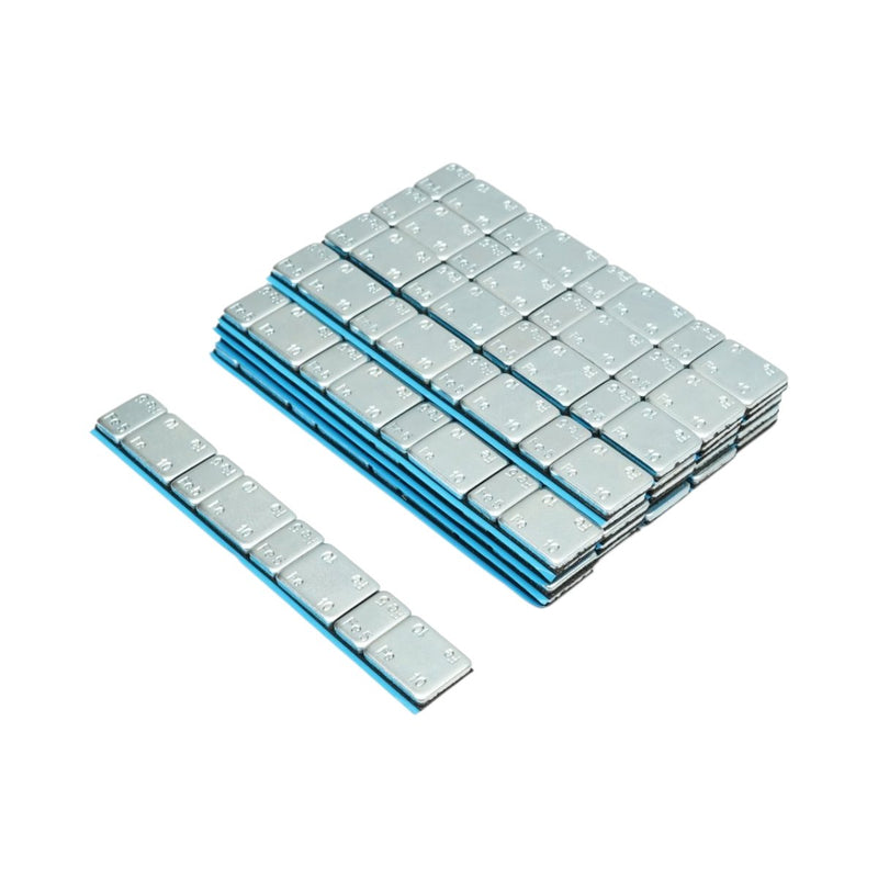 Pesi adesivi zincati per equilibratura ruote (Fe), 60 g (5 g x 4 pz + 10 g x 4 pz), 100 strisce/scatola