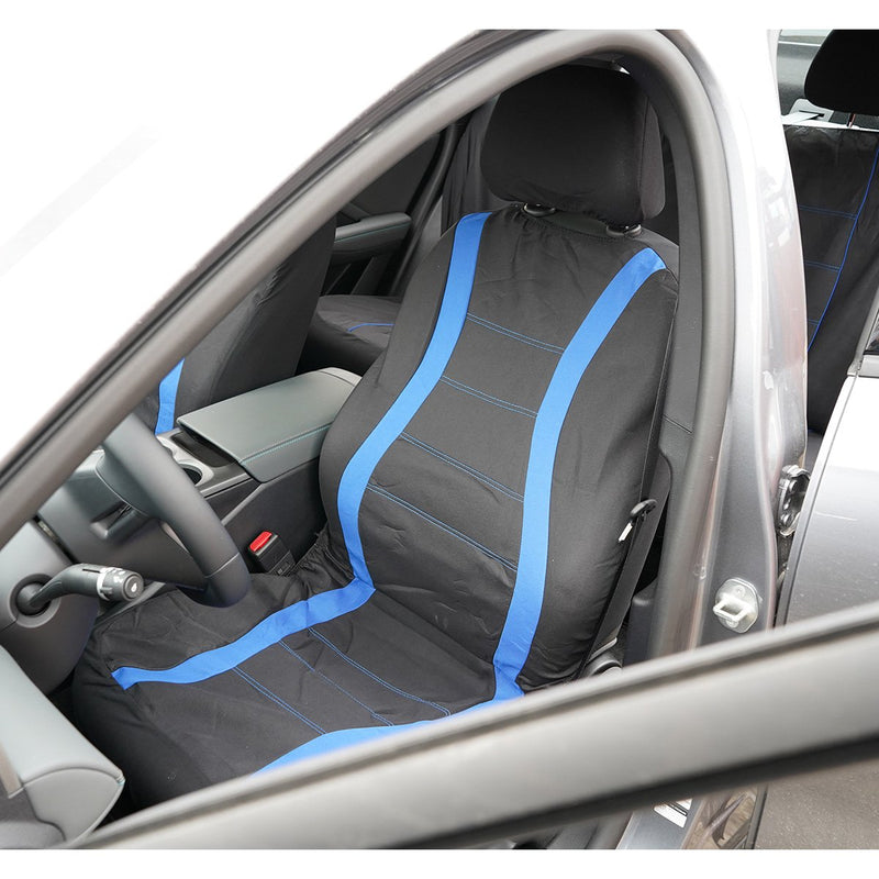 Set coprisedili universali per auto nero-blu, materiale tessile 8 pezzi