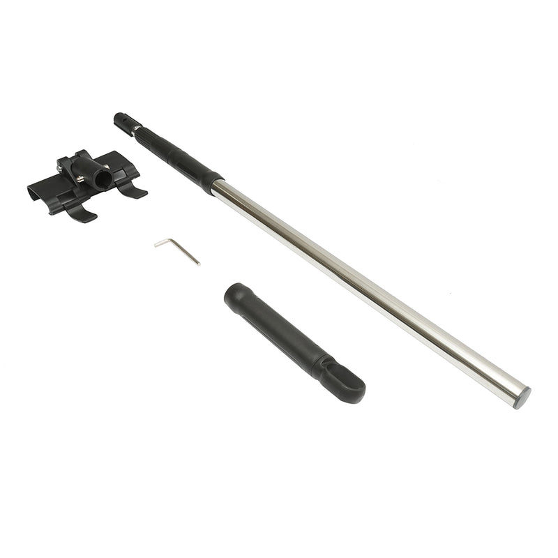 Set di 3 spatole professionali in acciaio inox per rasatura (30/55/100 cm) e supporto con manico telescopico da 85–200 cm.