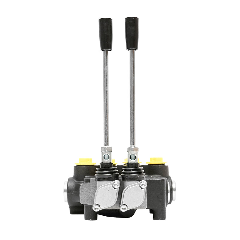 Distributore idraulico a 2 leve, portata 80 L/min, con leve e riduttori inclusi, -15 / +80. Breckner Germany