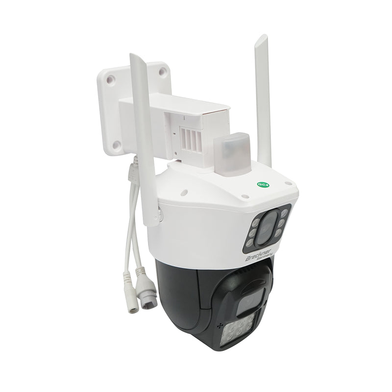 Telecamera di sorveglianza a doppia lente da 6 MP, Wi-Fi P2P, rotazione PTZ a 360° con sensore di movimento, sirena, rilevamento umano, supporto per Google Assistant e app iCSee.