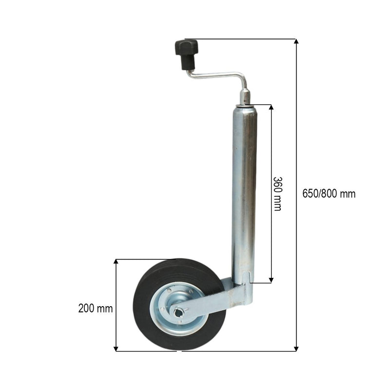 Ruotino di manovra per rimorchio 200x50 mm, diametro tubo 48 mm, regolabile 650-800 mm, carico massimo 136 kg Breckner Germany