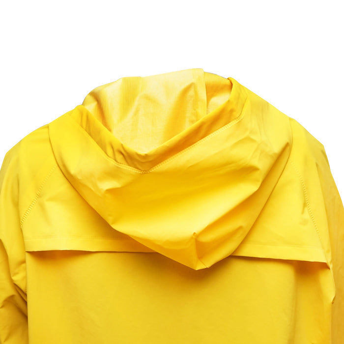 Mantella con cappuccio impermeabile taglia L in poliestere e PVC, con fessure di ventilazione, 2 tasche e cerniera gialla Breckner Germany.