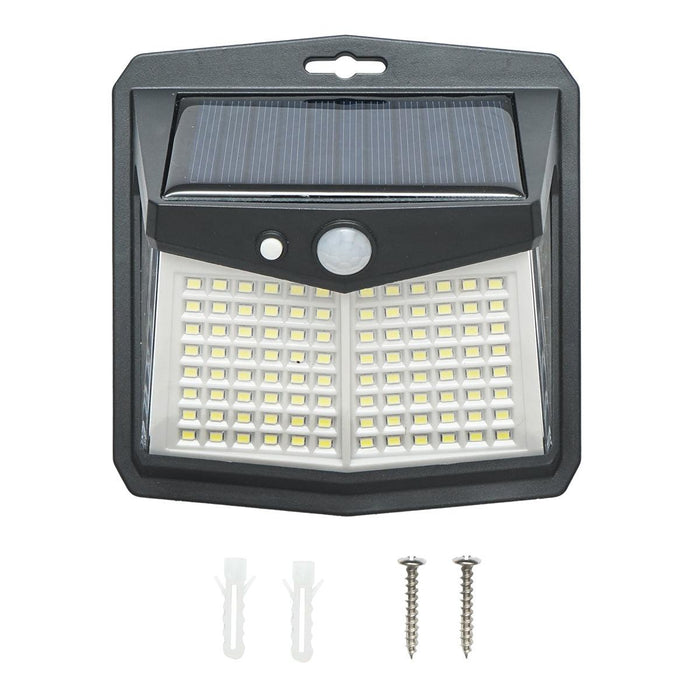 Lampada solare LED 147lm per parete, recinzione, scala con pannello solare 0,65W/5,5V, batteria 3,7V/1,2 Ah e sensore di movimento IP54