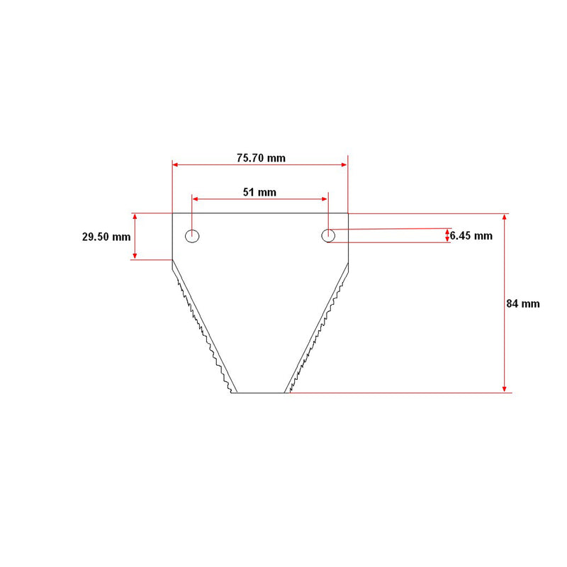 Lama dentellata per mietitrebbia Claas, foro da 6 mm, codice OEM 6112031 Breckner Germany