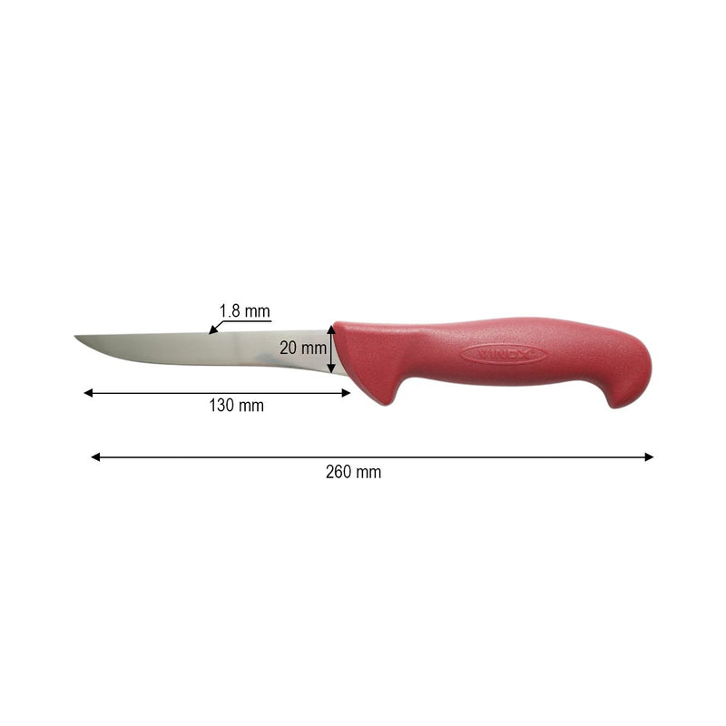 Coltello professionale stretto per disosso da 13 cm, lama in acciaio 5Cr15MoV, manico in nylon rossoBreckner Germany