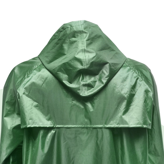 Mantella con cappuccio impermeabile taglia L in poliestere con membrana in PVC, aperture di ventilazione, 2 tasche e cerniera, verde Breckner Germany