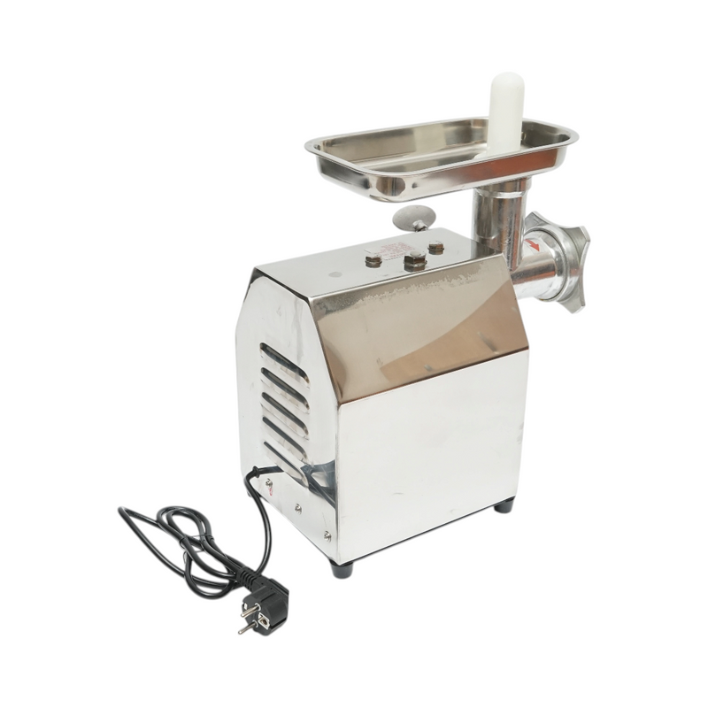Tritacarne elettrico inox + alluminio 1200W, 220V, capacità 100 kg/h, adattatore per salsicce, 1 setaccio e 1 coltello inclusi 340x185x365mm