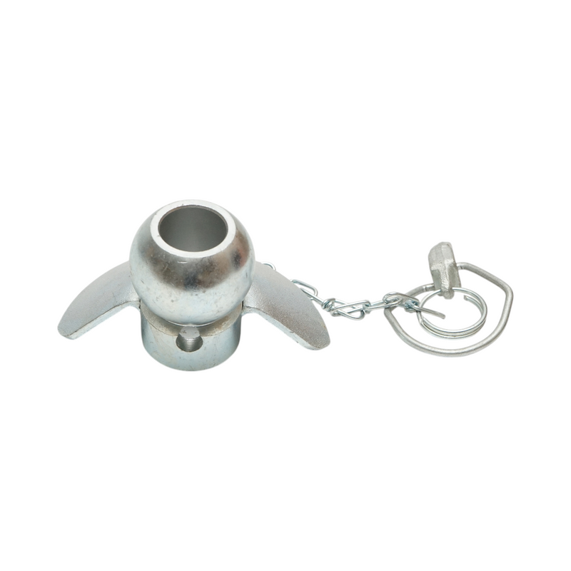 Testa a sfera per tirante laterale con collare, catena e perno, 56x69 mm, Categoria 2-2