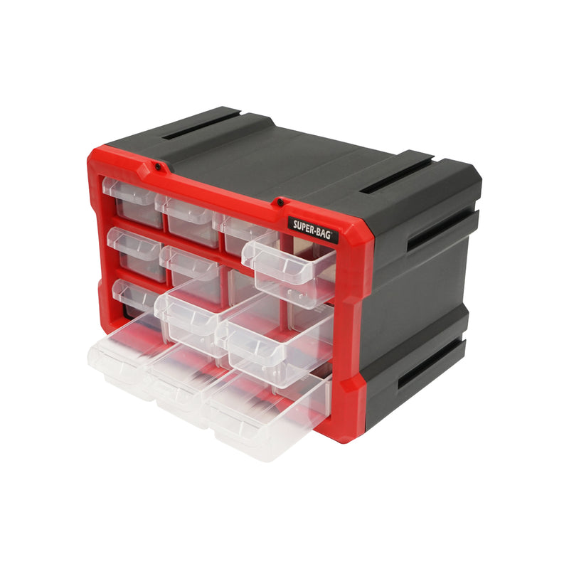 Cassettiera modulare in plastica arancione, 12 cassetti, 158x266x170 mm Breckner Germany