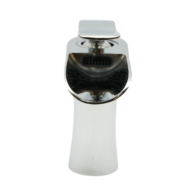 Rubinetto di alta qualità in rame per lavabo da bagno, erogazione a cascata, design rotondo, monocomando, finitura cromata lucida, flessibili inclusi.