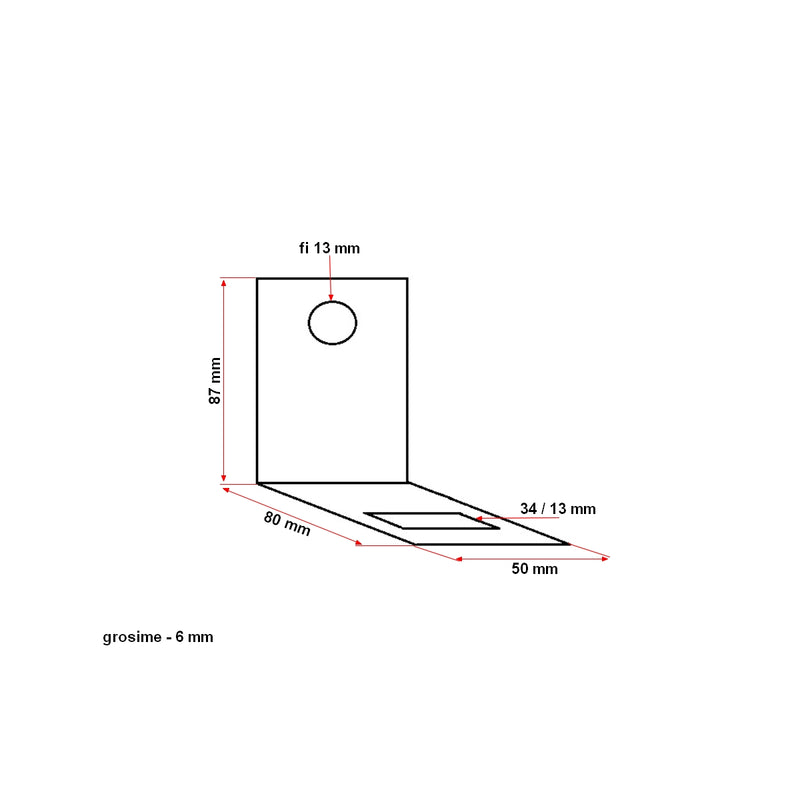 Staffa a molla semplice 50×6 mm, 34×13 mm