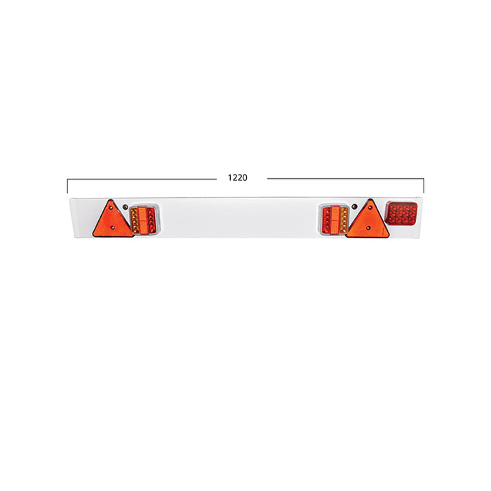 Gancio di traino da 1220 mm, 2 luci a LED, 1 fendinebbia a LED, 2 triangoli riflettenti, cavo da 6 m e presa a 7 pin 12/24 V