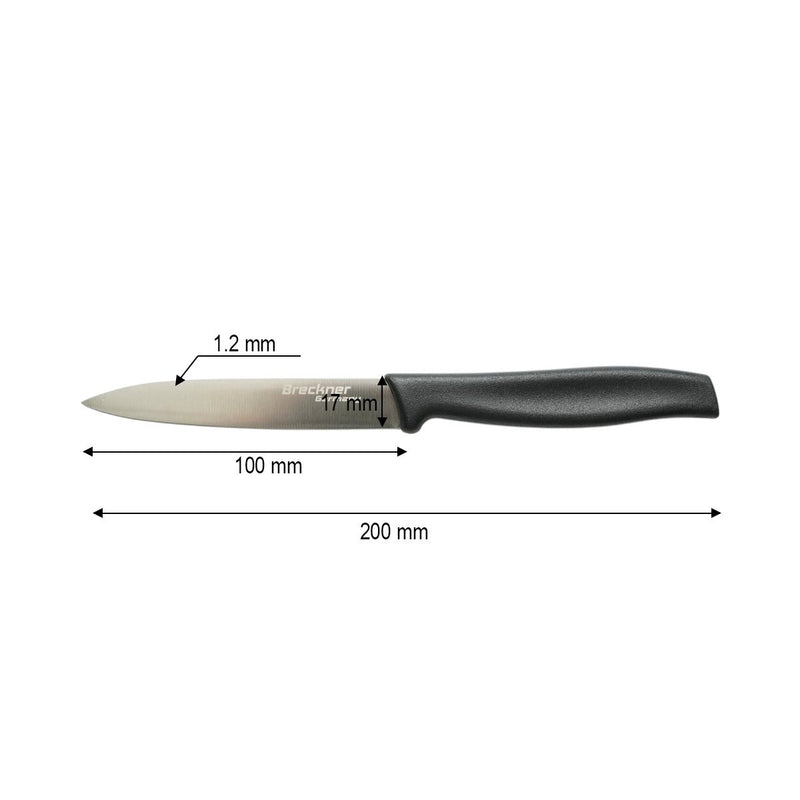 Coltello da pelatura 10 cm, lama in acciaio 5Cr15MoV, manico in PP nero. Breckner Germany