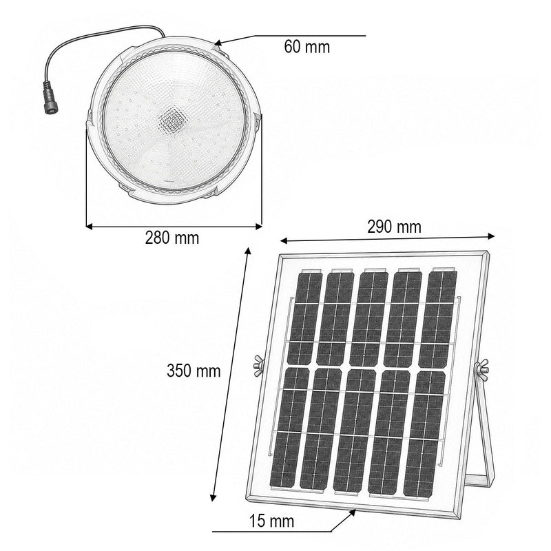 Plafoniera solare a LED da 200 W, 6500 K, con pannello solare da 12 W, batteria LiFePO4 da 5400 mAh, sensore di movimento e telecomando (IP65) Breckner Germany