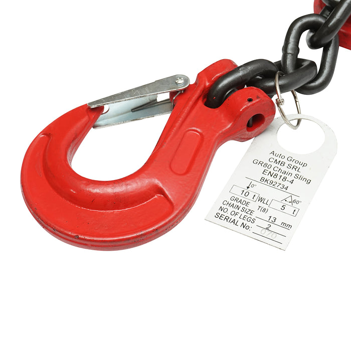 Catena di Ancoraggio con Tenditore a Cricchetto, Capacità di carico 10 tonnellate, lunghezza catena 4 metri, spessore maglia Ø 13 mm.