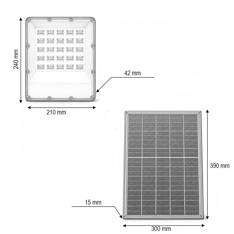 Faro LED da 400 W, 6500 K, con pannello solare bifacciale da 40 W, batteria LiFePO4 da 20.000 mAh e telecomando (IP66) Breckner Germany
