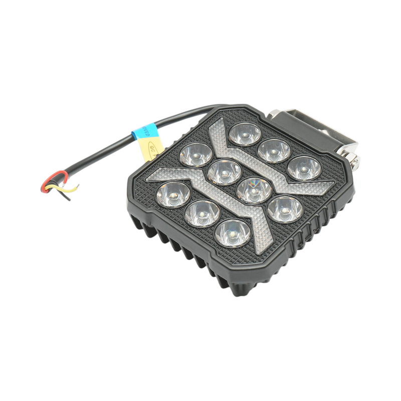 Proiettore LED quadrato con DRL 9-80V, 17W bianco-giallo, corpo in alluminio 107x107x33mm IP67 Breckner Germany