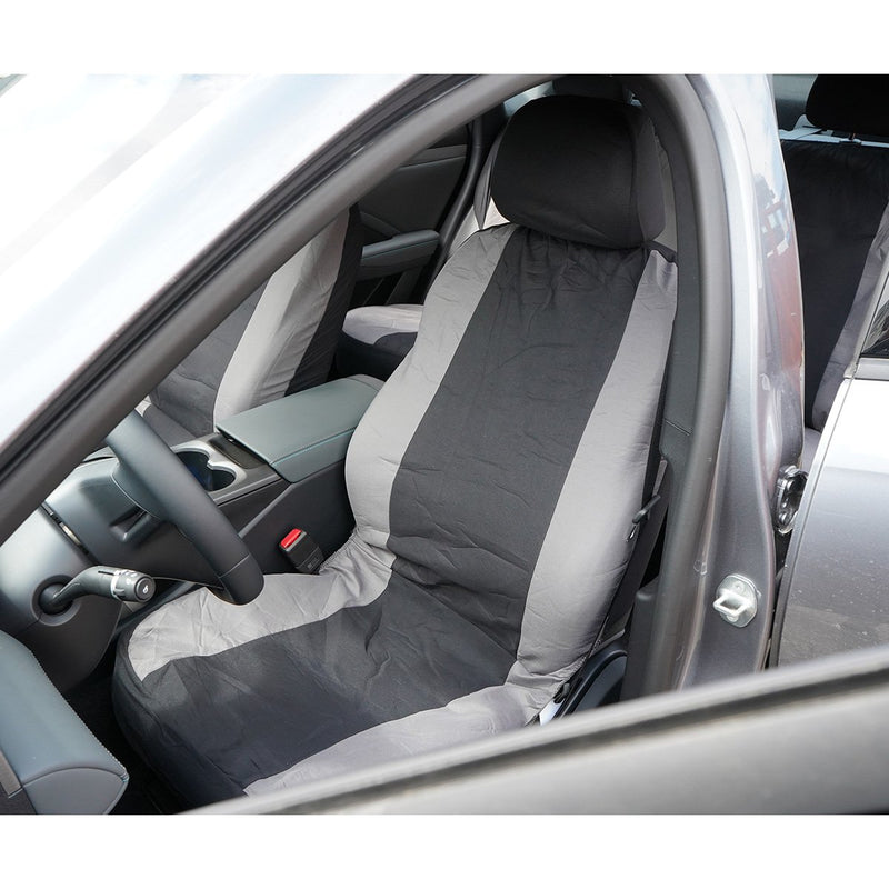Set coprisedili universali per auto grigio-nero, materiale tessile 8 pezzi