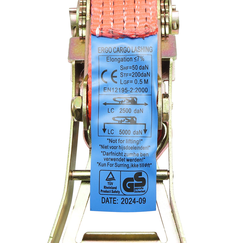 Cinghia di ancoraggio per carichi 10mx50mm 5T (cricchetto doppio ERGO)