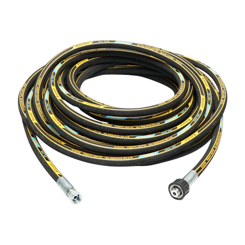 Rotolo di tubo flessibile per lavanderia DN8 1SN da 17 m con spina 22x1,5 mm e raccordo da 3/8 alle estremità