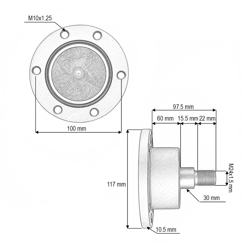 Mozzo per erpice a dischi Lemken Heliodor, lato sinistro (codici OEM: 5554513, 55510012, IL50-100/6T-M24-L)