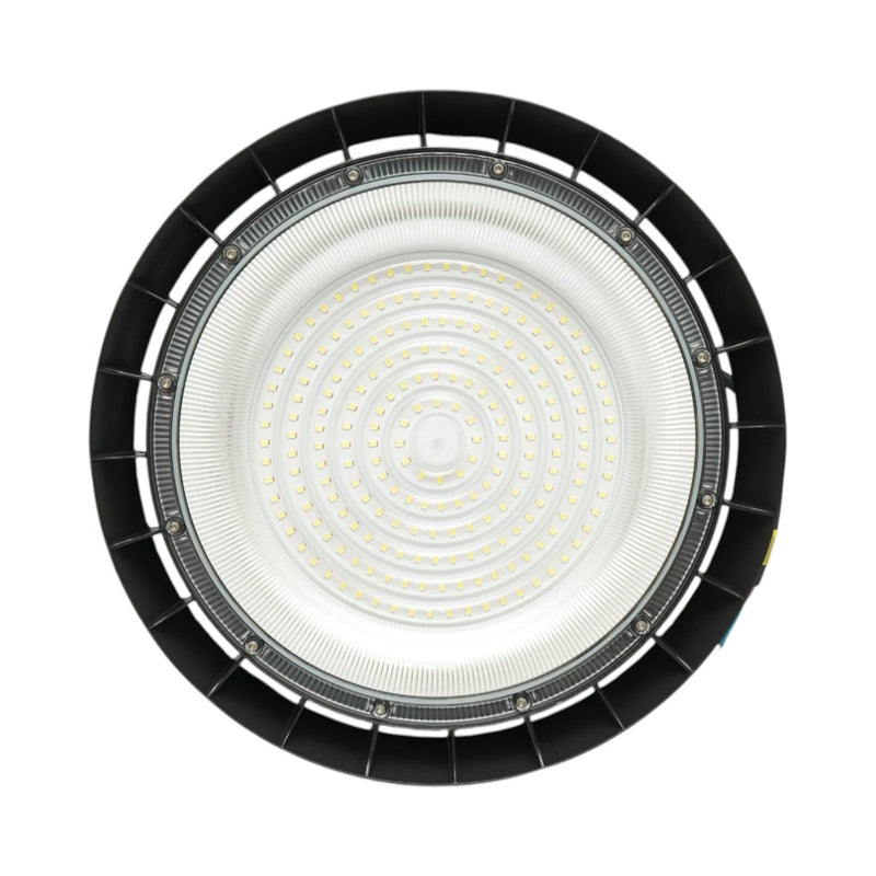 Lampada industriale LED UFO High-Bay da 150 W, 100-265 V, 6500 K, 18.000 lm, per capannoni industriali e magazzini, 325x34 mm, IP65 Breckner Germany