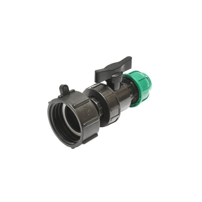 Rubinetto, connettore per serbatoio IBC con filettatura interna da 60 mm.