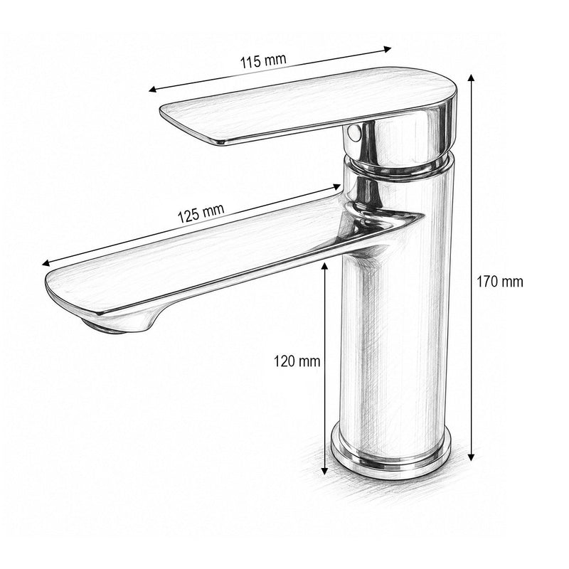 Miscelatore alto per lavabo da bagno, monocomando, finitura grigio grafite satinato, acciaio inox, flessibili inclusi