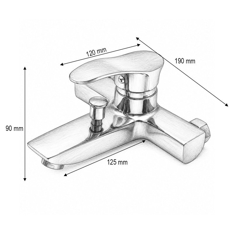 Miscelatore monocomando vasca-doccia, a parete, cromo lucido Breckner Germany