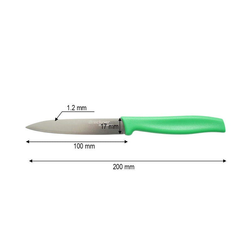 Coltello da pelatura 10 cm, lama in acciaio 5Cr15MoV, manico in PP verde. Breckner Germany