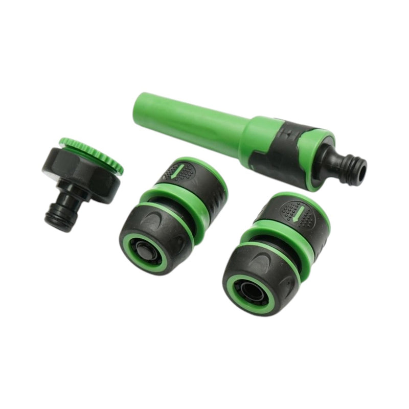 Set con ugello a spruzzo regolabile, adattatore per rubinetto da 3/4–1 pollice e due raccordi rapidi per tubo da giardino da 1/2 pollice. Breckner Germany