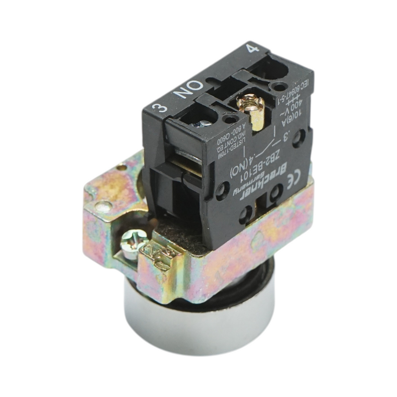 Pulsante in metallo nero con ritorno 1NO, 400V/10A, LAY5 Breckner Germany