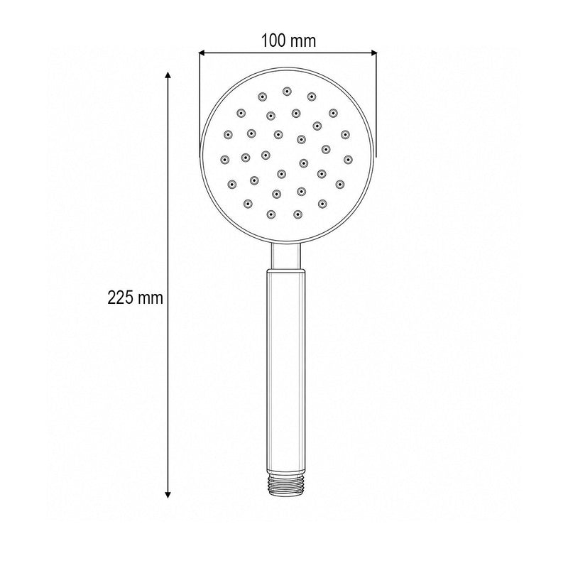 Soffione doccia rotondo, 1 funzione di getto (effetto pioggia), ugelli in silicone, finitura cromo lucido, acciaio inox, 100x225 mm