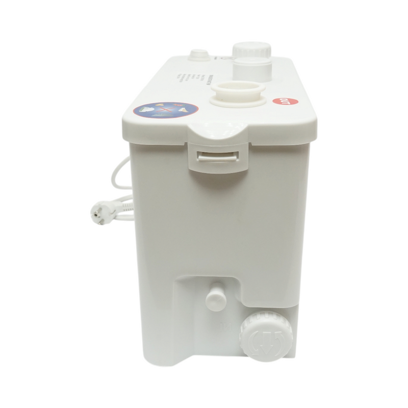 Pompa trituratrice per acque reflue da 700 W, 220 V; portata 8.400 l/h; prevalenza 9 m; portata orizzontale 90 m; grado di protezione IP44.