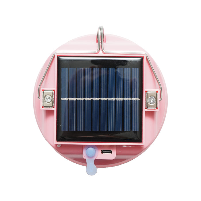 Lampada LED da 200W con pannello solare e batteria da 2400mA, colore rosa