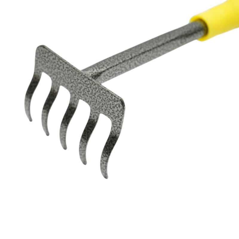 Rastrello da giardino Crownman a 5 denti in acciaio al carbonio (85x300 mm) con impugnatura ergonomica in PP
