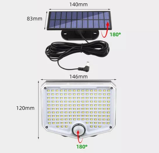 Lampada LED da 8W con pannello solare telecomandato e batteria da 2000mAh, IP65