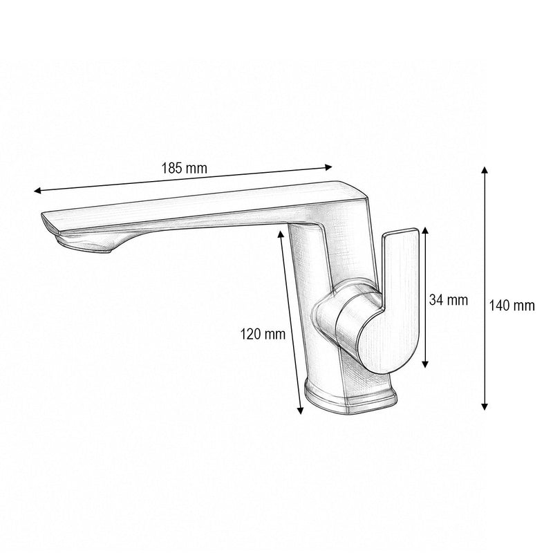 Miscelatore monocomando quadrato per lavabo, colore grigio grafite satinato, acciaio inox, flessibili inclusi
