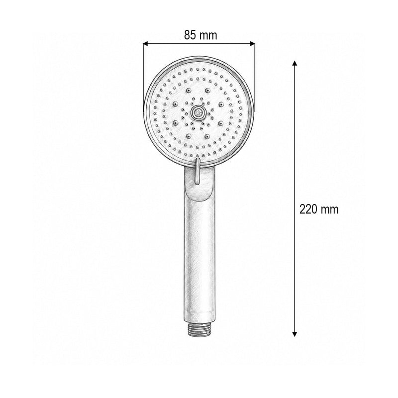 Doccetta rotonda per bagno, 5 funzioni, nero opaco, plastica, 85x220 mm