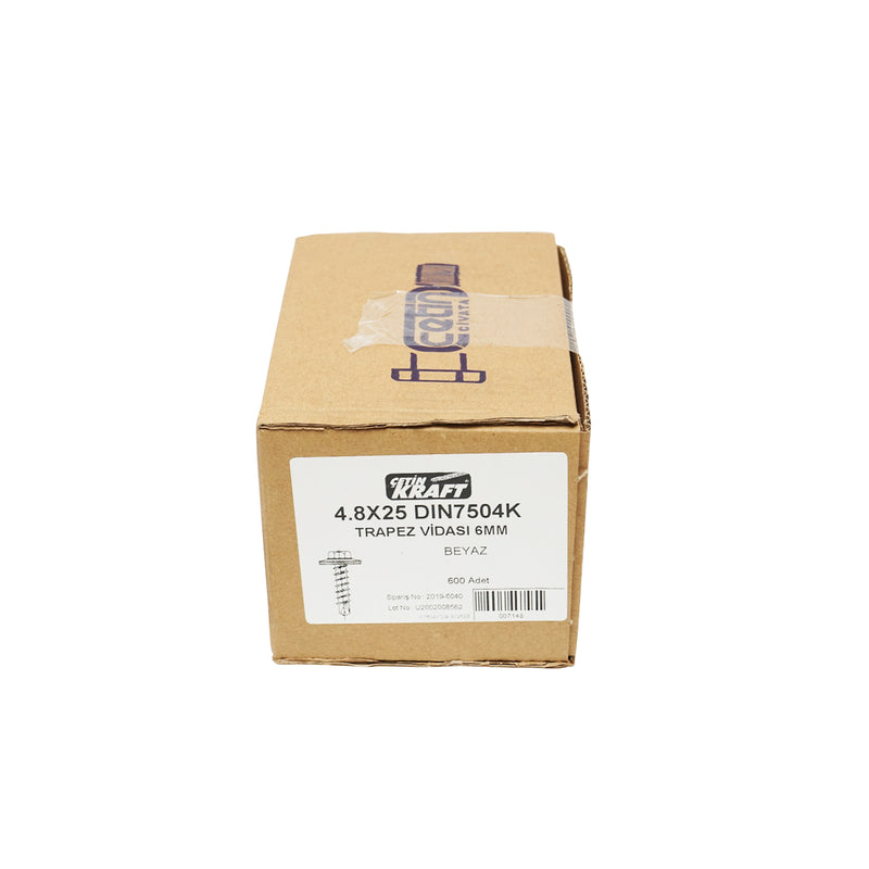 Set di 600 viti autoperforanti, testa esagonale con rondella in EPDM, 4,8x25 mm, DIN 7504K