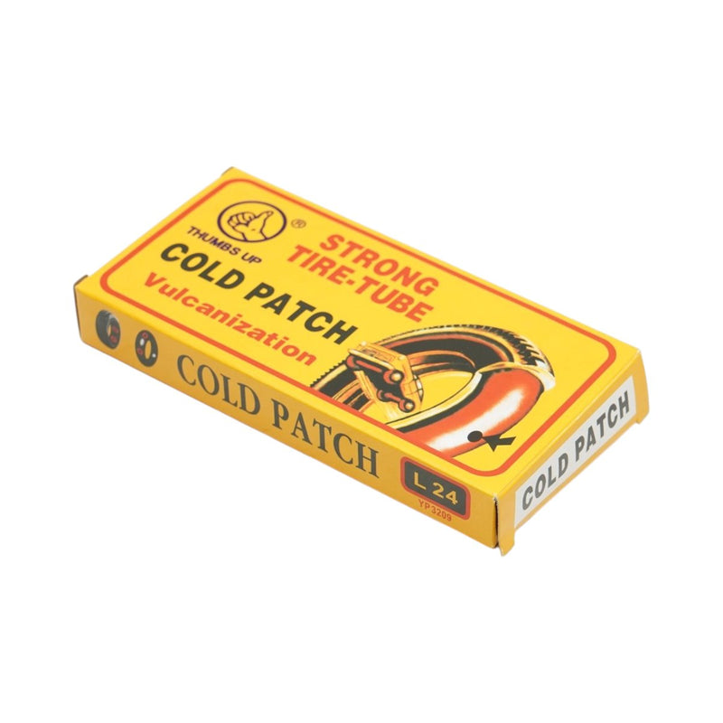 Set di 24 toppe rettangolari per la vulcanizzazione di pneumatici e camere d'aria (32x50 mm) + 1 tubetto di adesivo (20 ml)