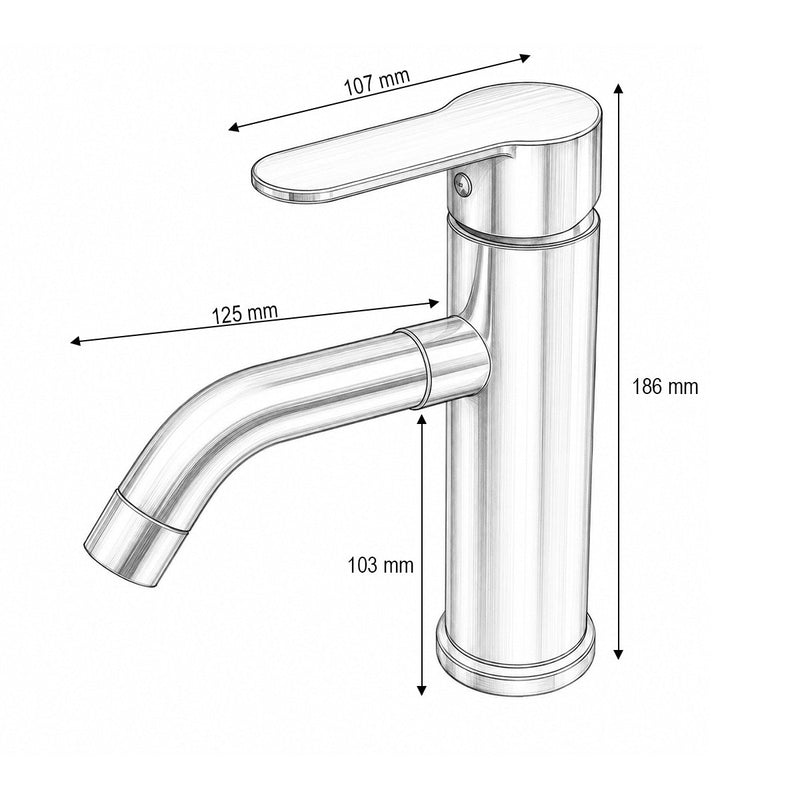 Miscelatore alto e rotondo per lavabo, monocomando, finitura cromata lucida, acciaio inossidabile, flessibili inclusi