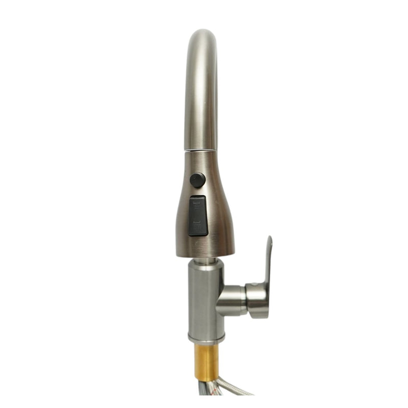 Rubinetto premium in rame per lavello da cucina con doccetta estraibile a 3 funzioni, monocomando, finitura grigio grafite satinato, flessibili inclusi