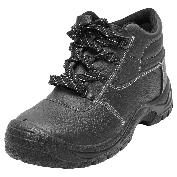 Scarpe di protezione taglia 46 con suola in acciaio e inserto in talpa di metallo.