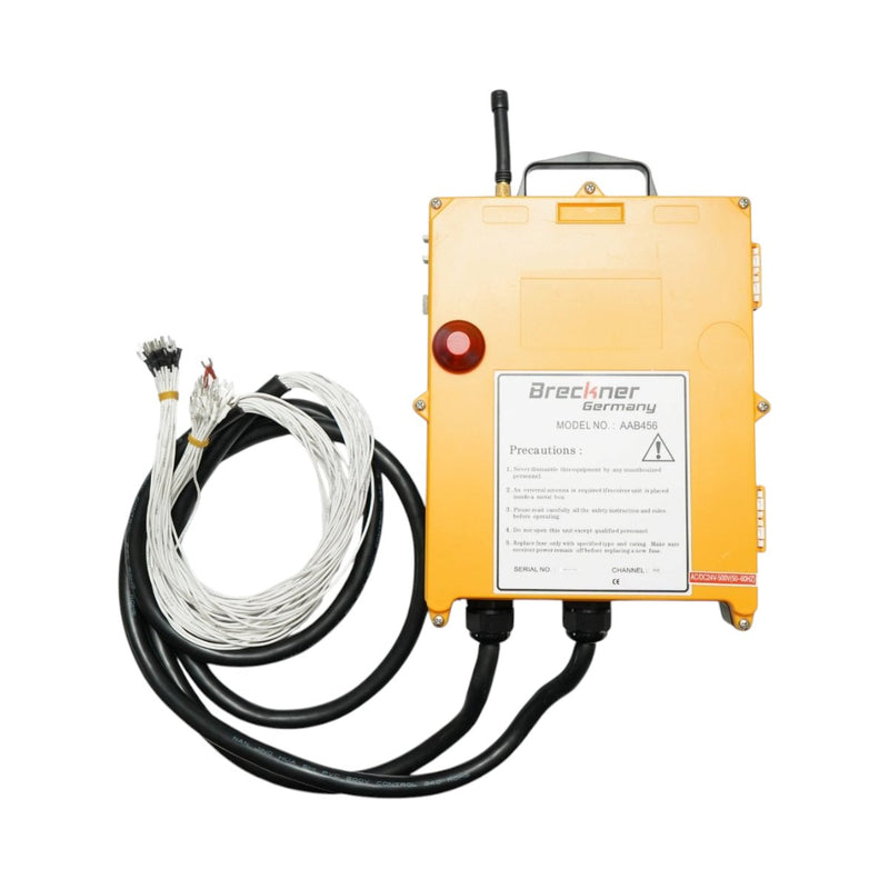 Telecomando industriale wireless 24V–500V AC/DC con doppio joystick e pulsanti, IP65 Breckner Germany